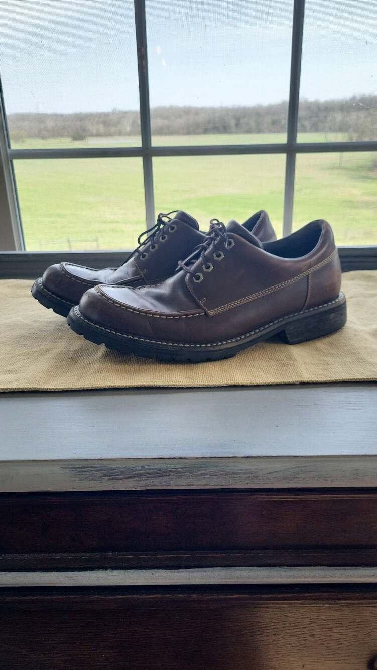 Cole Haan Waterproof Brown Leather Moc Toe Oxford Shoes with Nike Air Technology